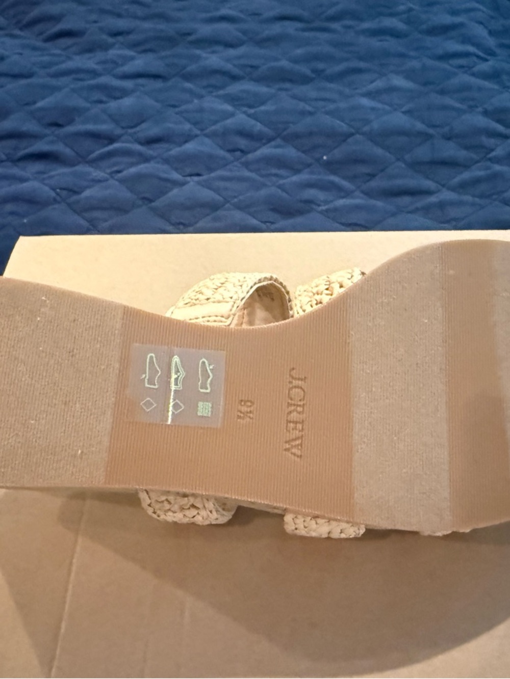 (New In Box) J.Crew Woven Platform Sandals Sz 9.5 - Toasted Natural Raffia - Picture 4 of 4